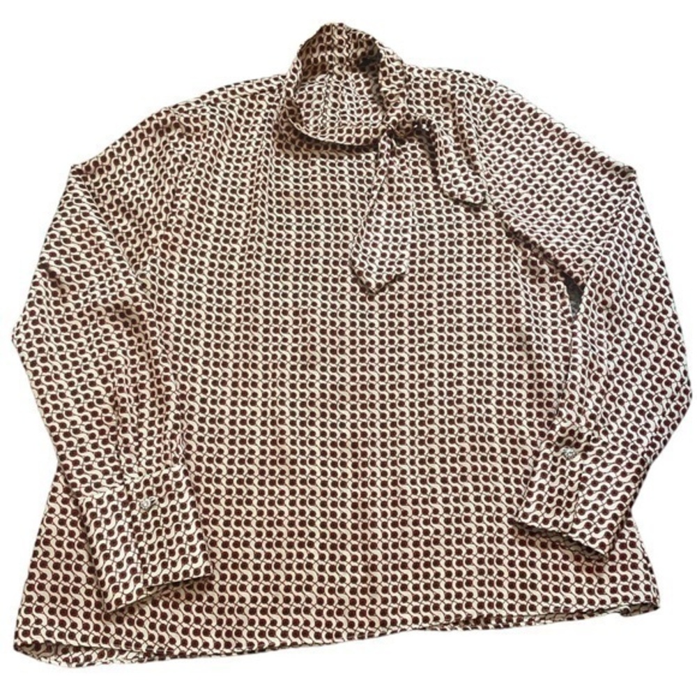 Zara Geometric Mock Neck Blouse
